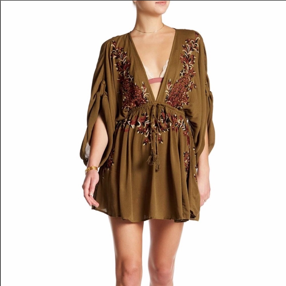 Free People Pretty Pineapple Embroidered Dress